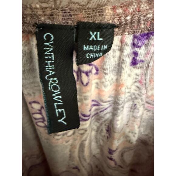 Cynthia Rowley XL Paisley Lace Trim Slip Nightgown Dress Purple Pink Rayon Blend - Picture 5 of 7